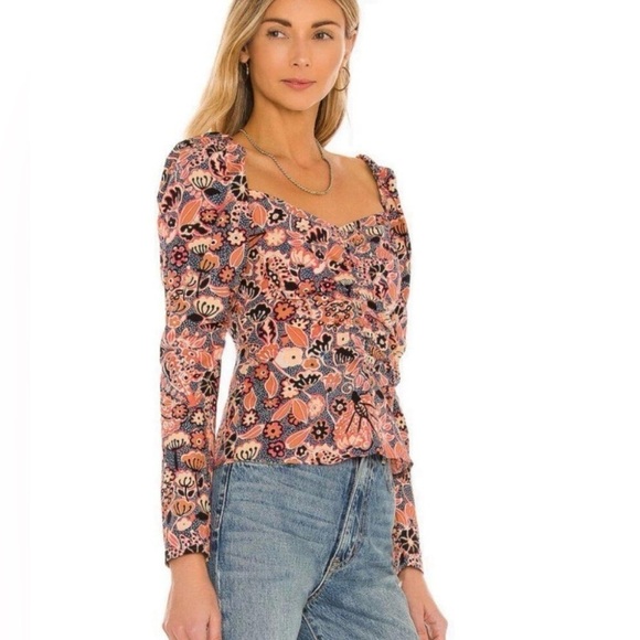 A.L.C Chandler Floral Sweetheart neckline & Puff Sleeve Floral Top 💕 size 2 - Picture 3 of 14